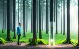 Eine helle, freundlich erleuchtete Aufnahme zeigt eine junge, neugierig lächelnde Forscherin in einem modernen Labor, die behutsam mit winzigen, fast unsichtbaren Sensoren auf einer transparenten Glasplatte arbeitet, während natürliches Licht sanft durch große Fenster fällt und eine Atmosphäre von Zukunftsoptimismus und innovativer Technologie schafft.