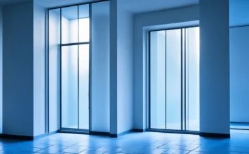 Ein strahlend hell ausgeleuchtetes, modernes Techniklabor mit einem fokussierten Ingenieur vor einem transparenten Bildschirm voller leuchtender Schaltkreise und Prozessordetails, das warme Tageslicht fällt durch große Fenster und schafft eine freundliche, inspirierende Atmosphäre voller Innovationsgeist und Zukunftsoptimismus.