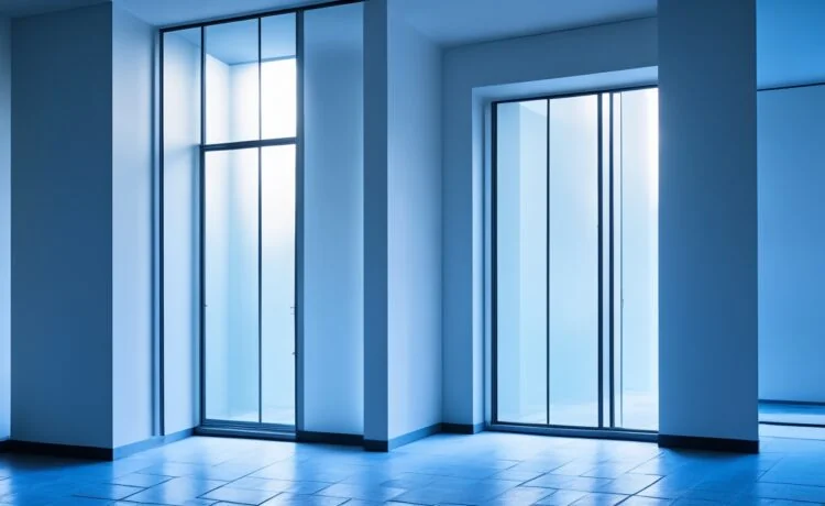 Ein strahlend hell ausgeleuchtetes, modernes Techniklabor mit einem fokussierten Ingenieur vor einem transparenten Bildschirm voller leuchtender Schaltkreise und Prozessordetails, das warme Tageslicht fällt durch große Fenster und schafft eine freundliche, inspirierende Atmosphäre voller Innovationsgeist und Zukunftsoptimismus.