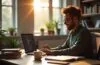 Ein warmes, natürlich beleuchtetes Redaktionsfoto zeigt einen engagierten Entwickler in einem modernen, hellen Büro, der konzentriert mit einem Laptop vor sich an Java-Code und Testskripten arbeitet, umgeben von technischen Büchern und einer Tasse Kaffee, während sanftes Tageslicht durch große Fenster fällt und eine freundliche, produktive Stimmung vermittelt.