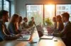 Ein lichtdurchflutetes, modernes Büro mit einem motivierten kleinen Team europäischer IT-Experten, die konzentriert an Laptops und Tablets arbeiten, umgeben von dezenten technischen Geräten und Pflanzen, vermittelt eine warme, kooperative Atmosphäre digitaler Innovation und europäischer Zusammenarbeit für eine offene Cloud-Zukunft.