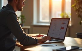 Ein heller, freundlich ausgeleuchteter Arbeitsplatz mit einem modernen Windows-Laptop, auf dem ein Entwickler konzentriert im Terminal eine Aufgabenverwaltung mit dstask bedient, umgeben von warmem Tageslicht und minimalistischer, einladender Büroatmosphäre, die Produktivität und technologische Offenheit widerspiegelt.