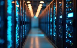 Ein warm ausgeleuchteter, modern ausgestatteter Serverraum in Wien, in dem konzentrierte IT-Profis in entspannter Atmosphäre an vernetzten Geräten arbeiten und so den Wandel der österreichischen Hosting-Landschaft lebendig vermitteln.