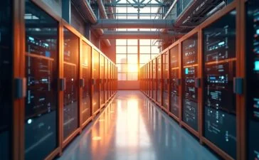 Ein hell erleuchtetes Labor mit moderner photonischer Quantencomputing-Hardware, wo sanftes Tageslicht durch große Fenster fällt und warme Holz- und Metallakzente eine Atmosphäre von Innovation, Hoffnung und wissenschaftlichem Fortschritt schaffen.