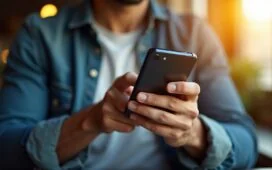 Ein warm beleuchtetes, klares Close-up eines konzentrierten Android-Nutzers, der sorgsam die Berechtigungen einer Banking-App auf seinem Smartphone überprüft, umgeben von einem hellen, modernen Arbeitsumfeld voller natürlichem Tageslicht und subtilen technischen Details, die Sicherheit und Achtsamkeit ausstrahlen.