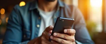 Ein warm beleuchtetes, klares Close-up eines konzentrierten Android-Nutzers, der sorgsam die Berechtigungen einer Banking-App auf seinem Smartphone überprüft, umgeben von einem hellen, modernen Arbeitsumfeld voller natürlichem Tageslicht und subtilen technischen Details, die Sicherheit und Achtsamkeit ausstrahlen.