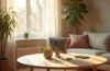 Ein hell erleuchtetes, modern eingerichtetes Wohnzimmer, in dem auf einem Tisch neben sanftem Tageslicht ein minimalistisches, elegantes Apple-Produktensemble mit aktuellen Geräten in klarem Fokus liegt und eine warme, einladende Atmosphäre von Fortschritt und harmonischer Reduktion ausstrahlt.