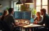 Ein modernes Entwicklerteam in einem hellen, freundlichen Büro, konzentriert und im regen Austausch vor mehreren Bildschirmen mit Code, während warmes Tageslicht durch große Fenster fällt und eine kreative, zukunftsorientierte Atmosphäre voller Innovation und Zusammenarbeit schafft.