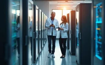 Eine strahlend helle, natürlich beleuchtete Nahaufnahme eines modernen Quantencomputers im IBM-Labor, umgeben von motivierten Forschern in legerer Businesskleidung, die mit wachem Interesse und zuversichtlichem Lächeln die bahnbrechende Technologie gemeinsam erkunden, während warmes Tageslicht durch große Fenster fällt und eine Atmosphäre von Innovation und Zukunftsoptimismus schafft.