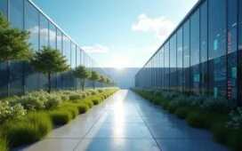 Ein strahlend sonnendurchflutetes, modernes Rechenzentrum in Texas mit glänzenden Serverreihen und lebendig pulsierender Technik, umgeben von grüner Natur und klar blauen Himmel, das den zukunftsweisenden Aufbruch von Elon Musks xAI und die dynamische Expansion der KI-Infrastruktur symbolisiert – freundlich, warm und realistisch inszeniert in natürlichem Tageslicht.