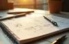 Ein hell erleuchteter, moderner Arbeitsplatz mit einem aufgeschlagenen Notebook, auf dem komplexe mathematische Formeln und Diagramme zu Transformer-Modellen zu erkennen sind, während warme Sonnenstrahlen sanft über den Schreibtisch fallen und eine einladende, konzentrierte Atmosphäre schaffen.